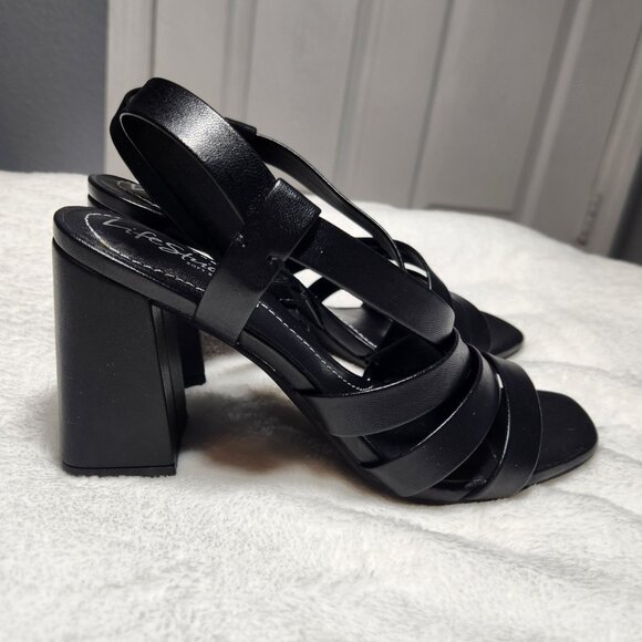 Life Stride Black Strappy Heels - Picture 2 of 6